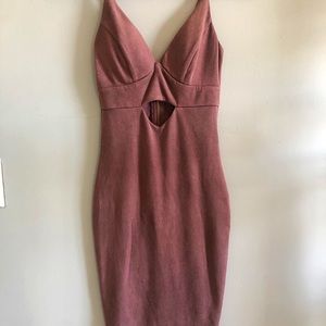 Windsor Dusty Mauve Suede Like Cutout Dress